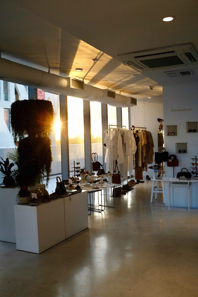 Sunset through the windows of A New World Collective in Miami’s Faena Bazaar.