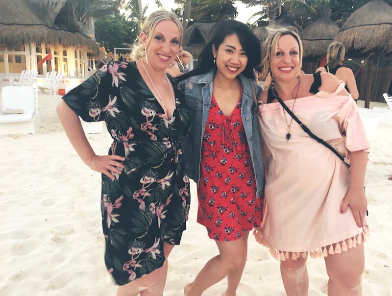 Wendy Sy, Ophi and Tali Edut, founders of AstroStyle, on a beach in Tulum, Mexico.