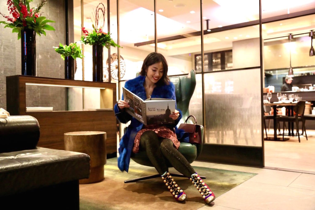 The lobby of LUMA Hotel Times Square in New York City.
