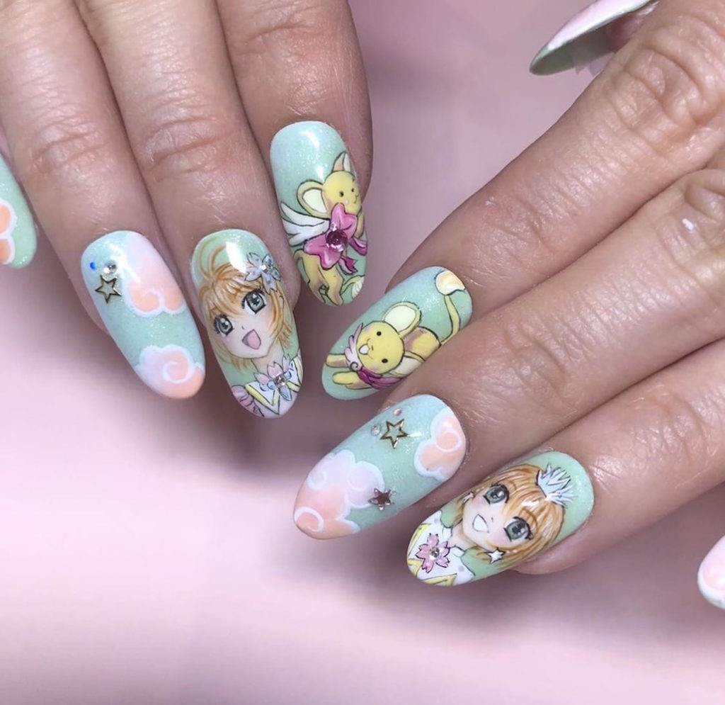 Anime design Japanese nail art by Rose B. at the Leafgel seminar.