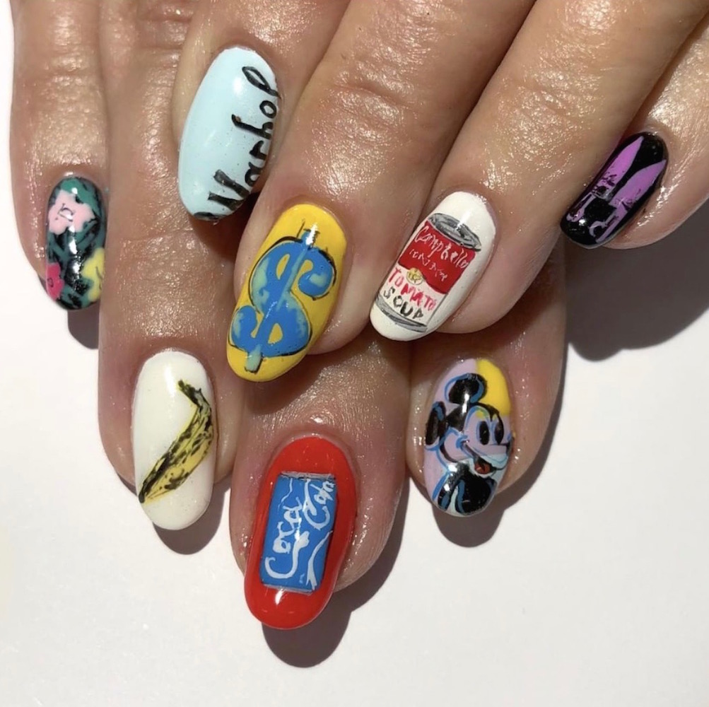Andy Warhol inspired nail art by Rose B. at the Leafgel seminar.