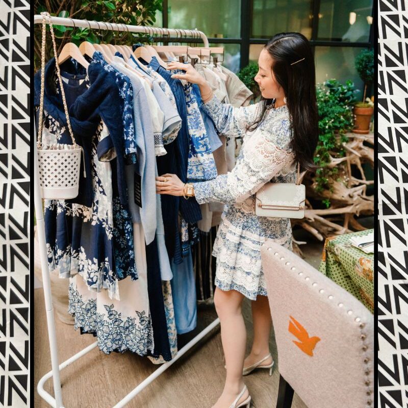 Shopper looking through clothing rack during Nordstrom Anniversary Sale 2025