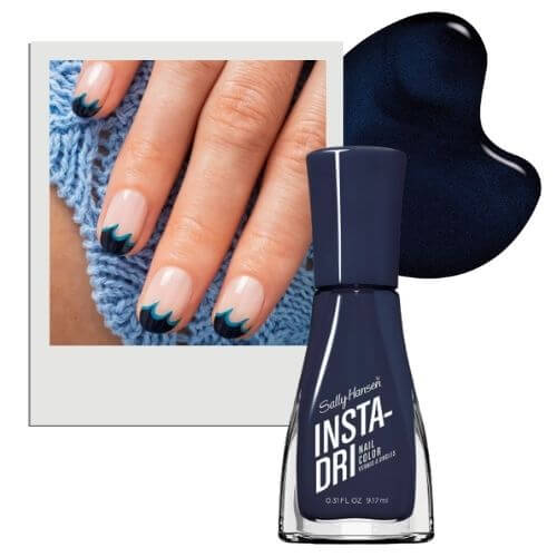 Snapshot of dark blue navy nails in a roundup of best fall nail color ideas