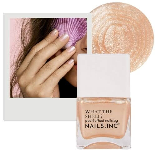 Collage of pearl nail polish, one of the top fall nail colors of 2025