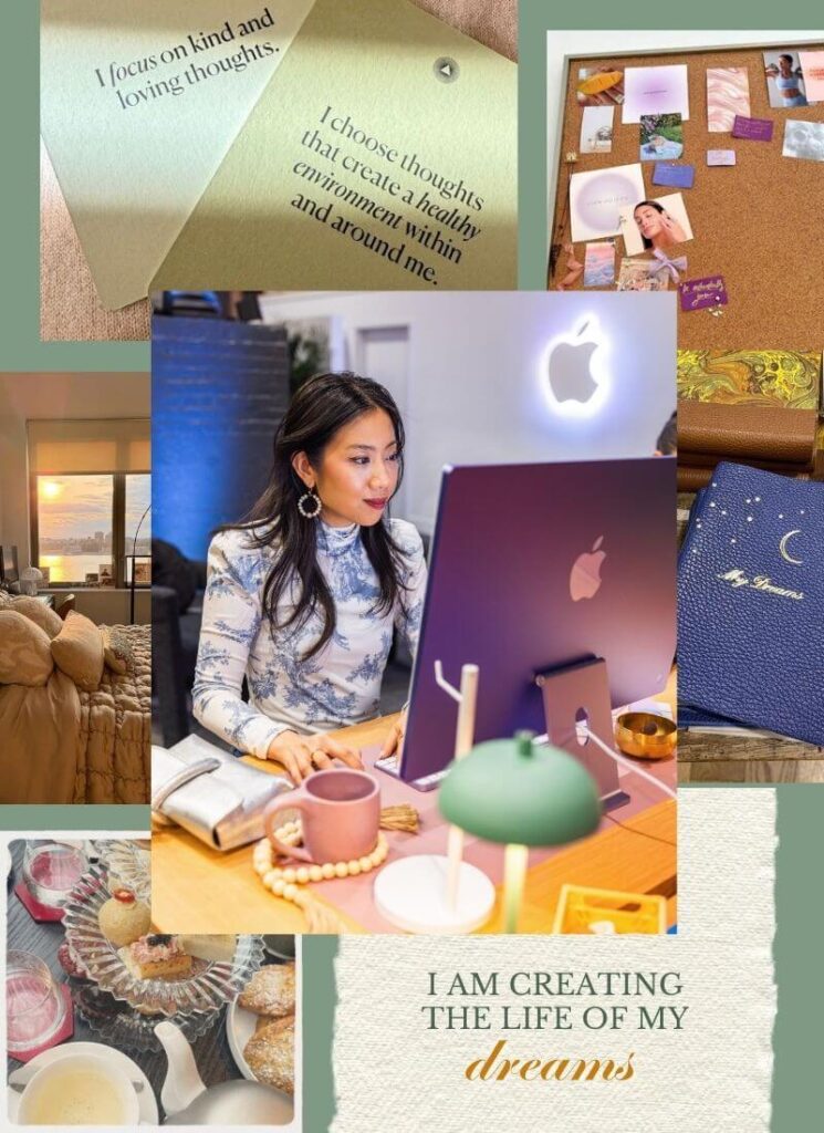 Colorful collage of vision board ideas