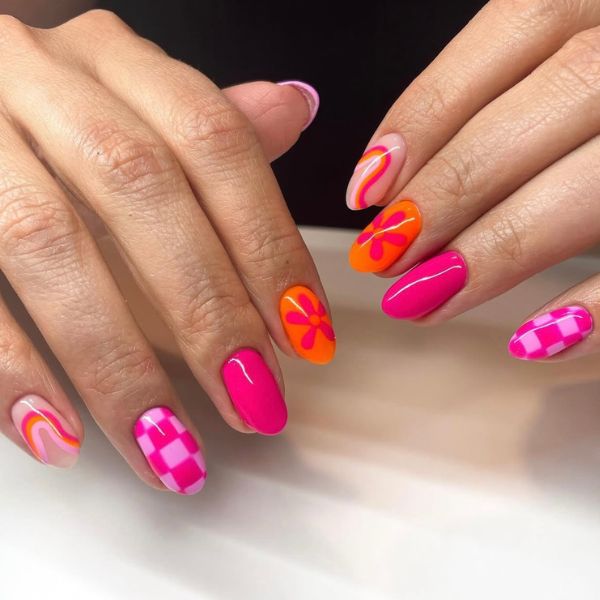 hot pink nail designs