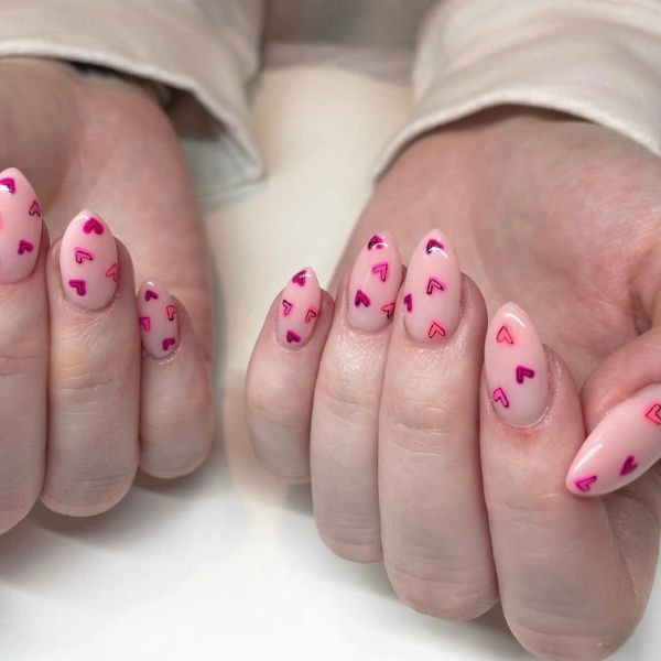 pink heart nails
