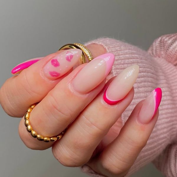 pink nail acrylic designs