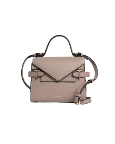 Le Tanneur Emilie Handbag in Fossil Grey with a strap around it